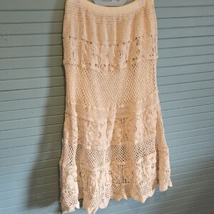 Boho Crochet Maxi Skirt - Cream